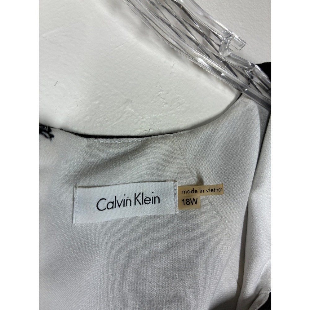 Calvin Klein Black Sleeveless Sheath Dress Plus Size 18W Ruched Neutral Stretchy - Picture 8 of 12